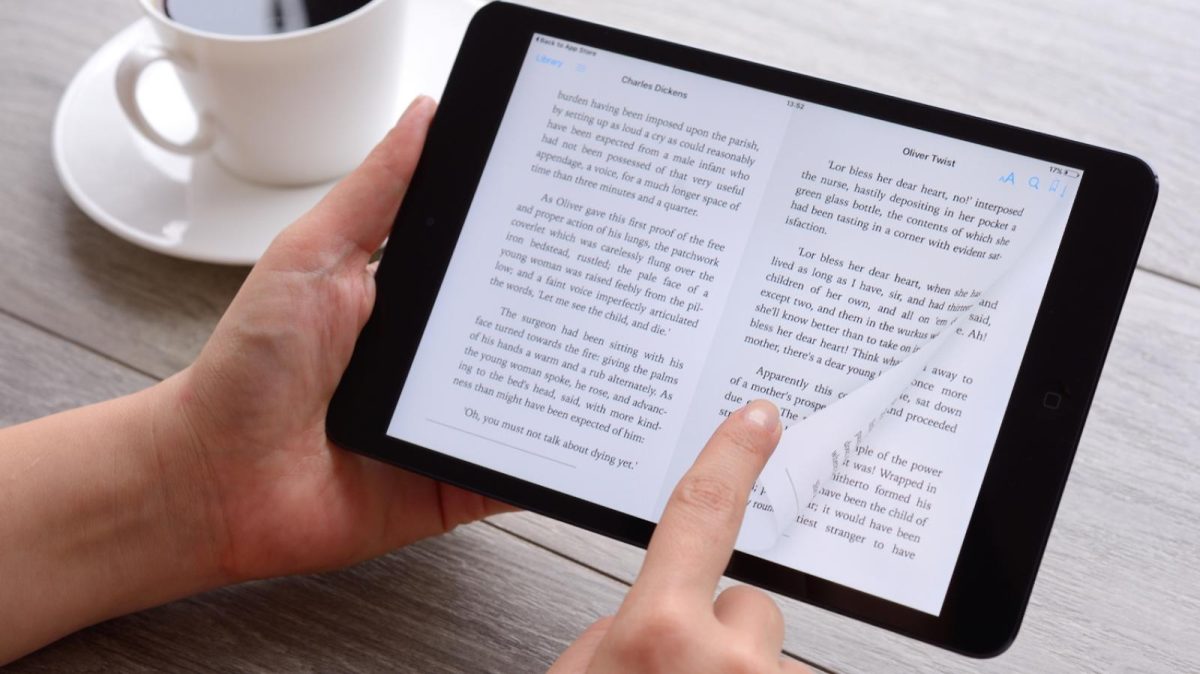 Person reading ebook